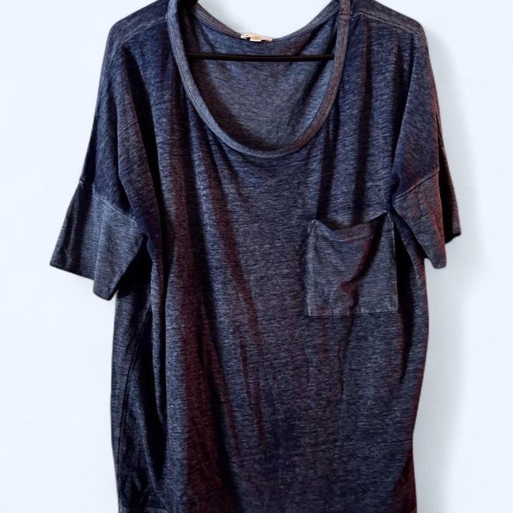 Vintage Gap Blue Oversized T-Shirt Pocket Scoop Neck Slouchy Y2K Top L